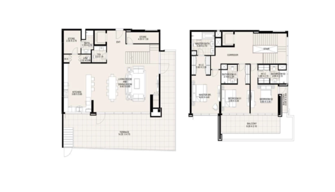 3-спальные (2 этажа)