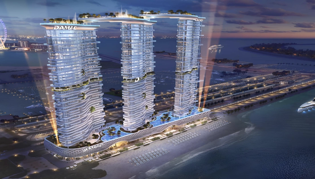 Ночной вид на Dubai Harbour