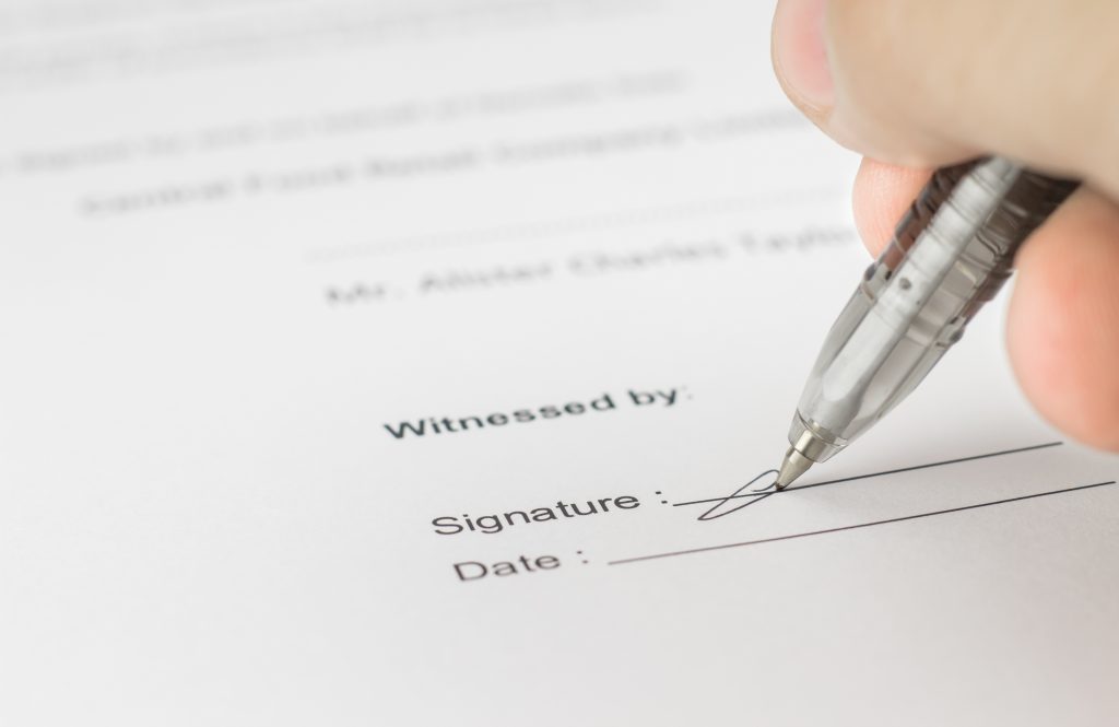 подписание документа